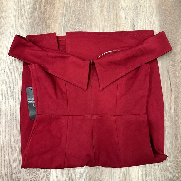NWT Lulus Classic Glam Burgundy Off The Shoulder Bodycon Dress - Picture 5 of 6